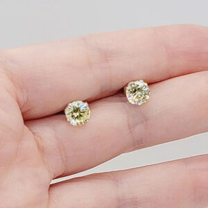 New Yellow CZ 1.4ct round stud earrings